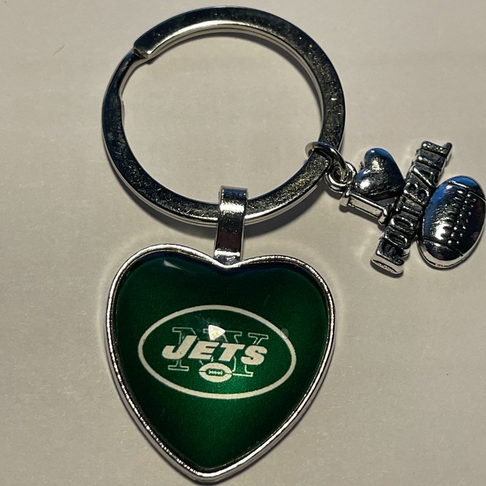 NEW YORK JETS NFL I Love Football Heart Key Ring !!!NEW!!!